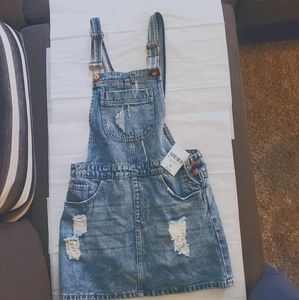Blue jean overall skirt